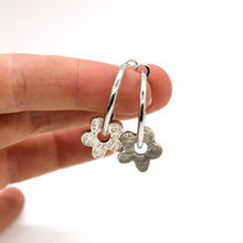 Load image into Gallery viewer, Flower Silver Hoop Earrings - E9-116S
