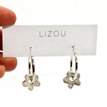 Load image into Gallery viewer, Flower Silver Hoop Earrings - E9-116S
