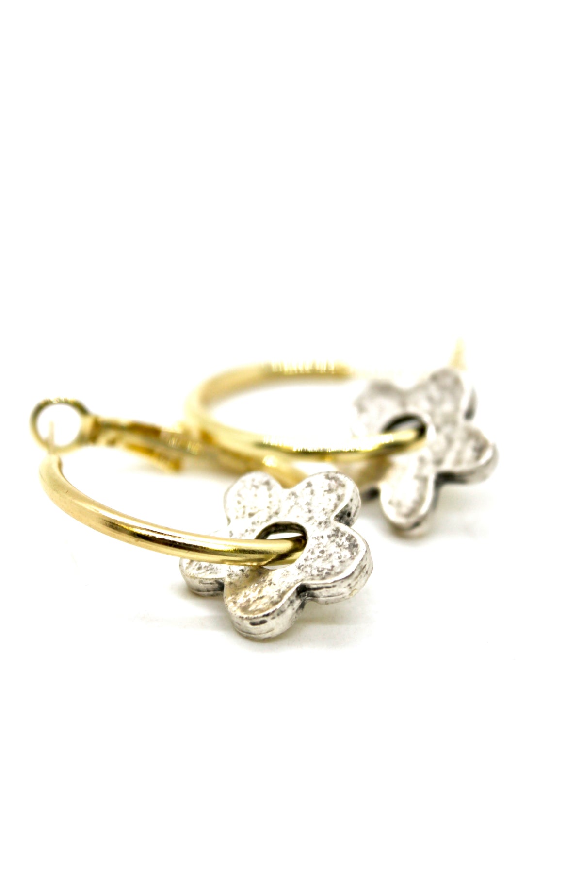 Flower Gold Hoop Earrings - E9-116G
