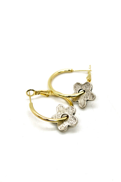 Flower Gold Hoop Earrings - E9-116G