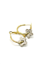 Load image into Gallery viewer, Flower Gold Hoop Earrings - E9-116G
