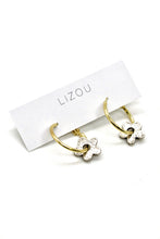 Load image into Gallery viewer, Flower Gold Hoop Earrings - E9-116G
