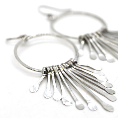 Silver Fan Hoop Earrings - E1-010