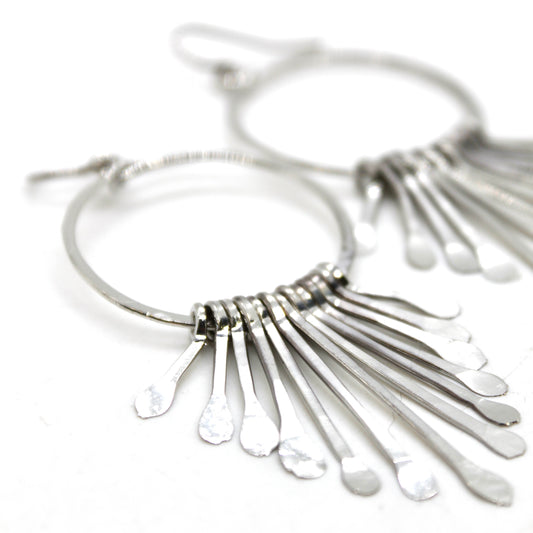 Silver Fan Hoop Earrings - E1-010