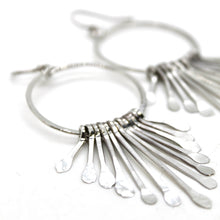 Load image into Gallery viewer, Silver Fan Hoop Earrings - E1-010
