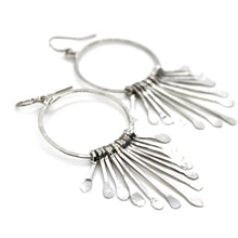 Load image into Gallery viewer, Silver Fan Hoop Earrings - E1-010
