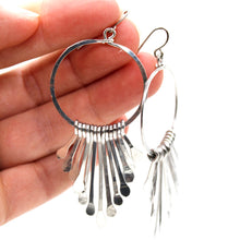 Load image into Gallery viewer, Silver Fan Hoop Earrings - E1-010
