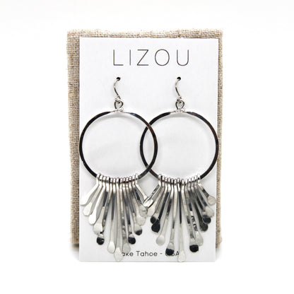 Silver Fan Hoop Earrings - E1-010