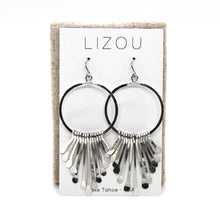 Load image into Gallery viewer, Silver Fan Hoop Earrings - E1-010
