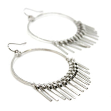 Load image into Gallery viewer, Silver Fringe Hoop Earrings - E1-011
