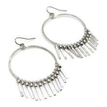 Load image into Gallery viewer, Silver Fringe Hoop Earrings - E1-011
