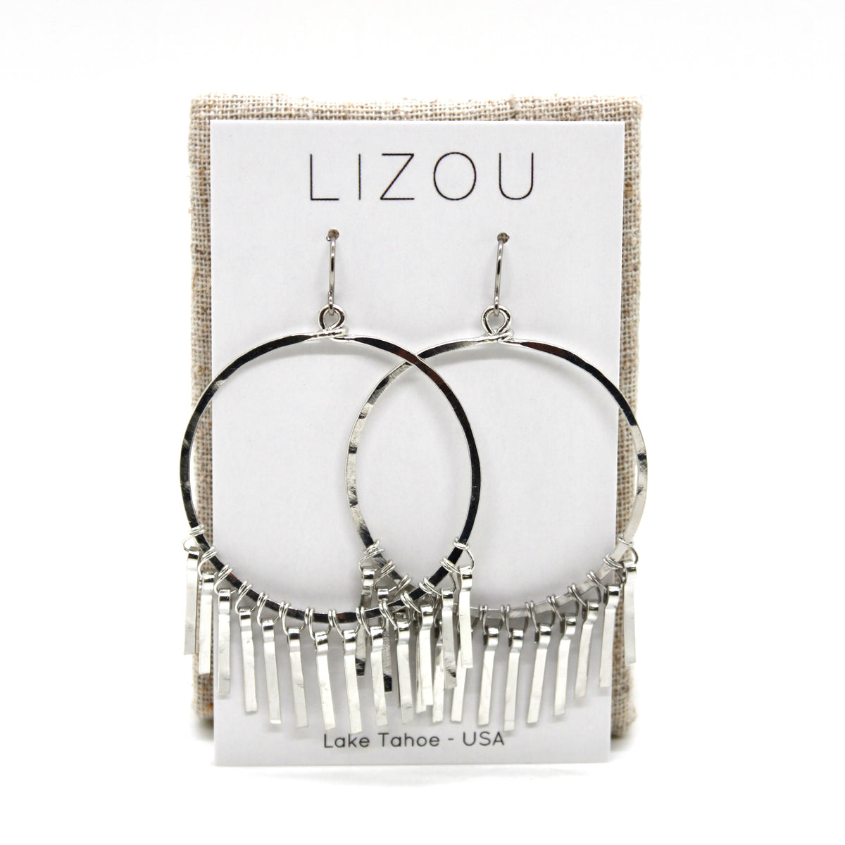 Silver Fringe Hoop Earrings - E1-011