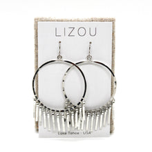 Load image into Gallery viewer, Silver Fringe Hoop Earrings - E1-011
