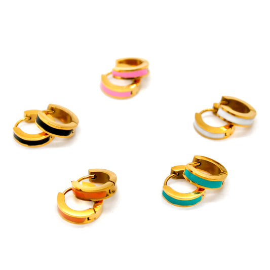 Mini Huggie Enamel Hoop Earrings - E4-386
