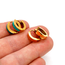 Load image into Gallery viewer, Mini Huggie Enamel Hoop Earrings - E4-386

