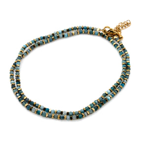 Faceted Stone and 24K Gold Plate Geometric Bead Necklace -French Flair Collection- N2-2344