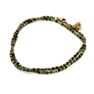 Faceted Stone and 24K Gold Plate Geometric Bead Necklace -French Flair Collection- N2-2344