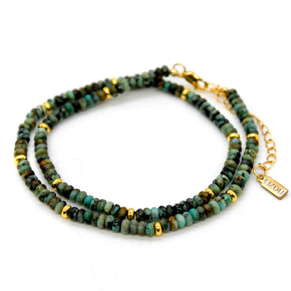 African Turquoise + Gold Necklace - NC-502G