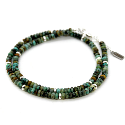 African Turquoise + Silver Necklace - NC-502S