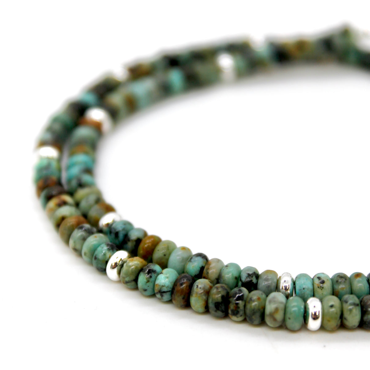 African Turquoise + Silver Necklace - NC-502S