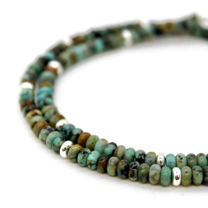 African Turquoise + Silver Necklace - NC-502S