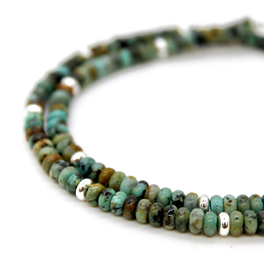 African Turquoise + Silver Necklace - NC-502S