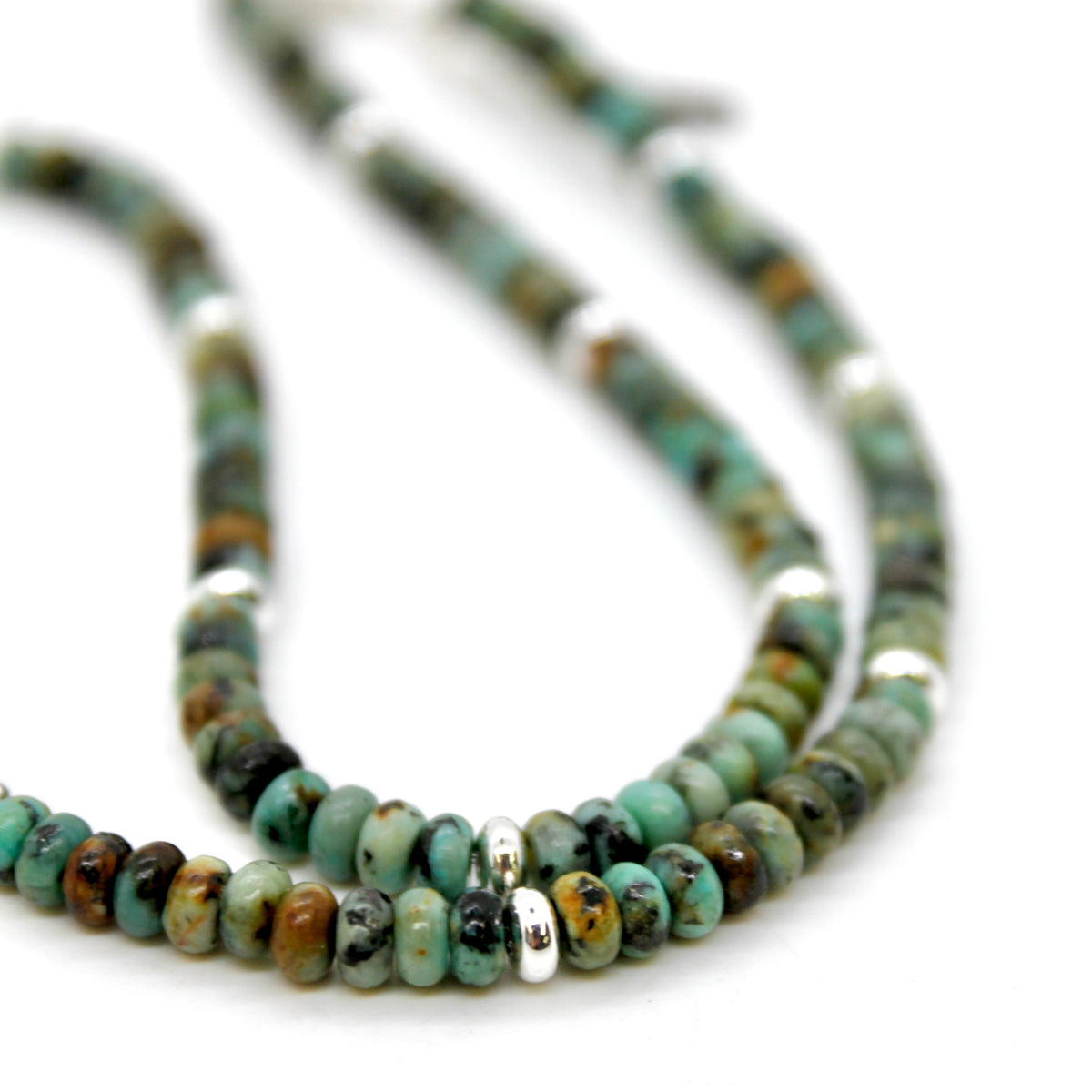 African Turquoise + Silver Necklace - NC-502S