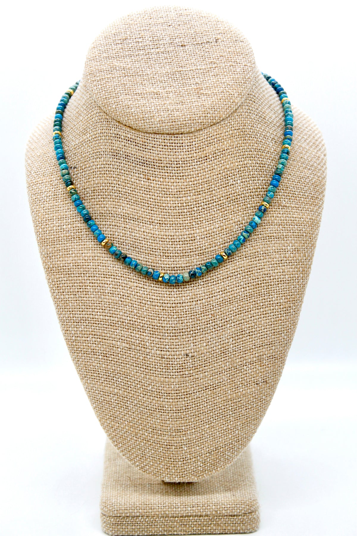 Lake Blue Jasper + Gold Necklace - NC-504G