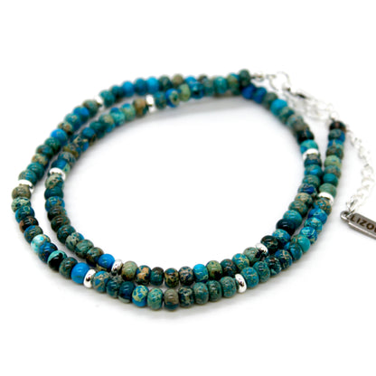 Lake Blue Jasper + Silver Necklace - NC-504S