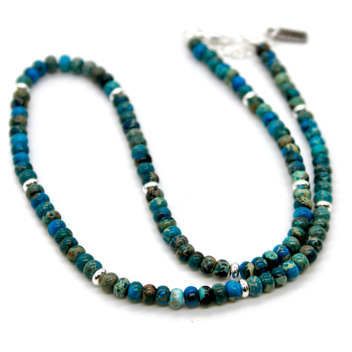 Lake Blue Jasper + Silver Necklace - NC-504S