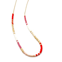 Load image into Gallery viewer, Coral and Pink Japanese Seed Bead Necklace - Seeds Collection- N8-003
