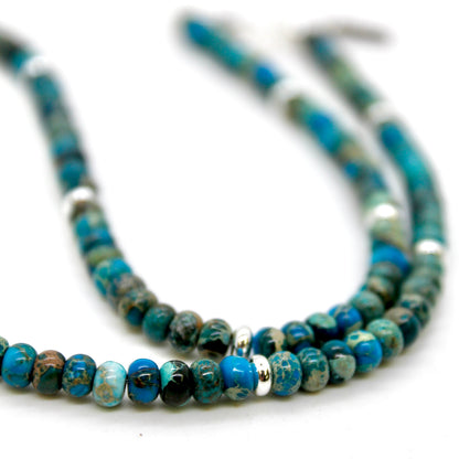 Lake Blue Jasper + Silver Necklace - NC-504S
