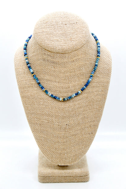 Blue Line Jasper + Gold Necklace - NC-506G