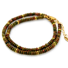 Load image into Gallery viewer, Unakite + Gold Necklace - NC-511G
