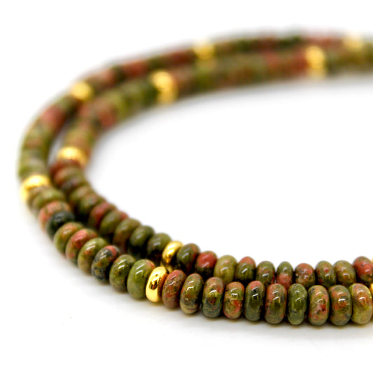 Unakite + Gold Necklace - NC-511G