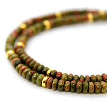 Load image into Gallery viewer, Unakite + Gold Necklace - NC-511G
