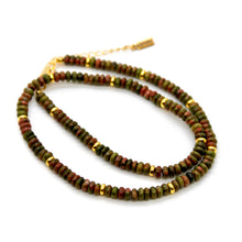 Load image into Gallery viewer, Unakite + Gold Necklace - NC-511G
