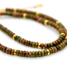 Load image into Gallery viewer, Unakite + Gold Necklace - NC-511G
