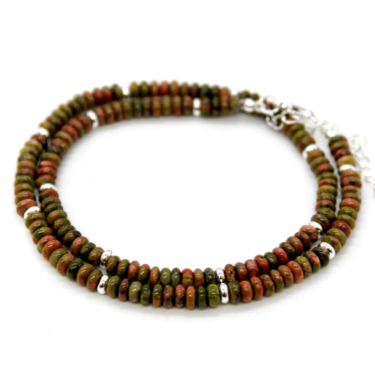 Unakite + Silver Necklace - NC-511S