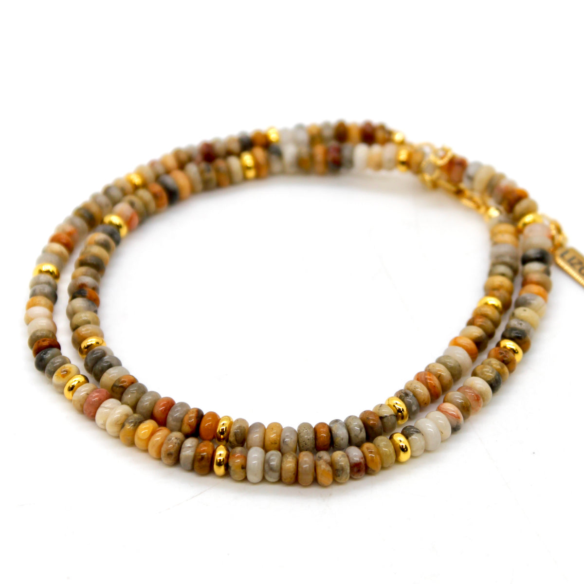 Crazy Agate + Gold Necklace - NC-513G