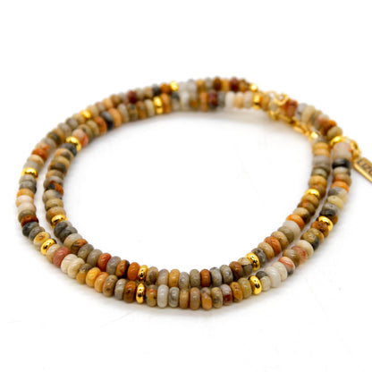 Crazy Agate + Gold Necklace - NC-513G