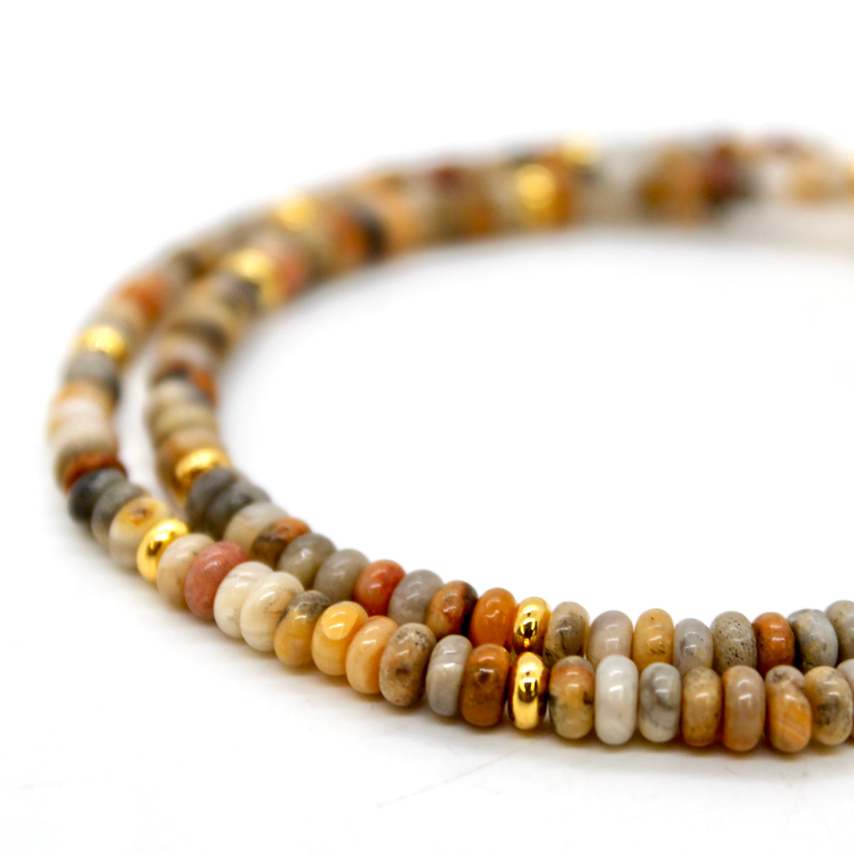 Crazy Agate + Gold Necklace - NC-513G