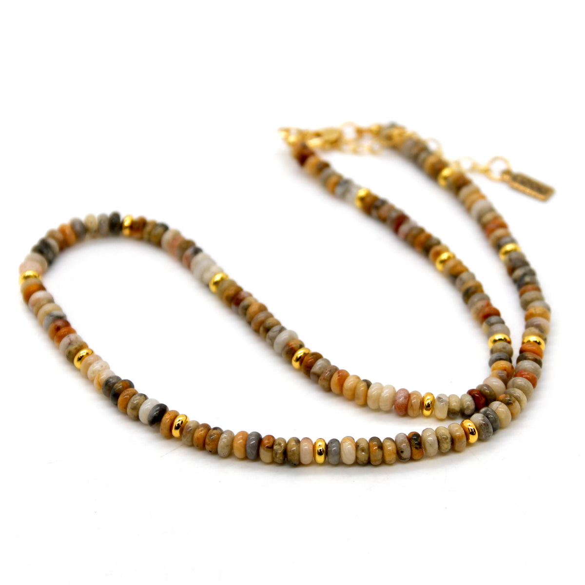 Crazy Agate + Gold Necklace - NC-513G