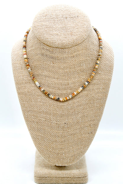 Crazy Agate + Gold Necklace - NC-513G