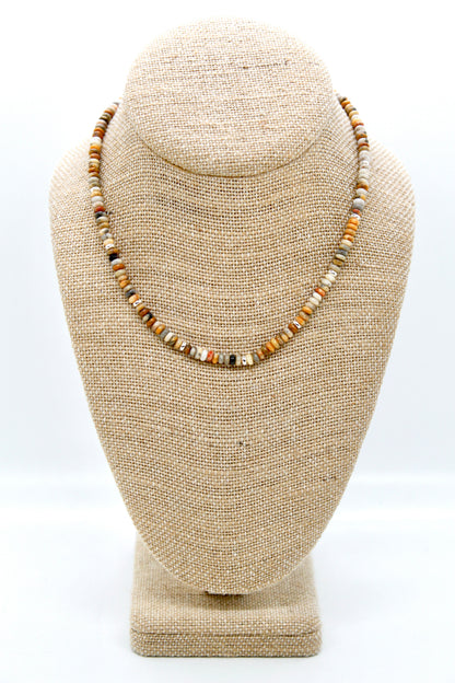 Crazy Agate + Silver Necklace - NC-513S