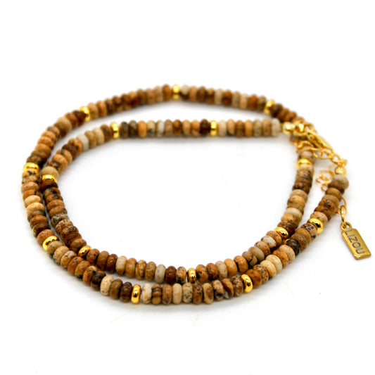 Picture Jasper + Gold Necklace - NC-514G