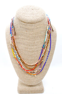 Double Strand Colorful Thread and Seed Bead Necklace - Seeds Collection- N8-006