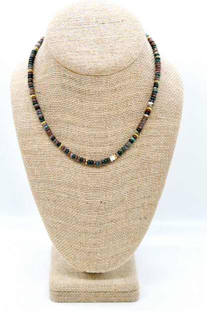 Indian Agate + Gold Necklace - NC-516G