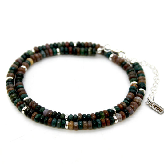 Indian Agate + Silver Necklace - NC-516S