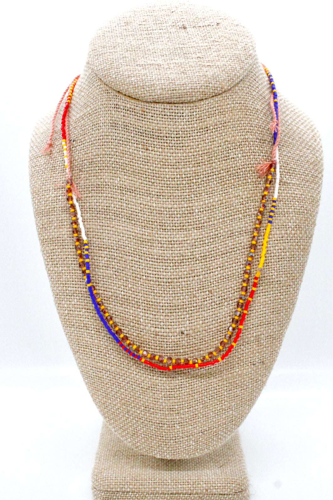 Double Strand Colorful Thread and Seed Bead Necklace - Seeds Collection- N8-006